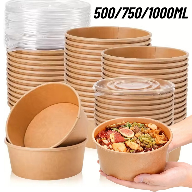 Meal Prep Plan - 10/20 adet Kraft kağıt yuvarlak kaseler
