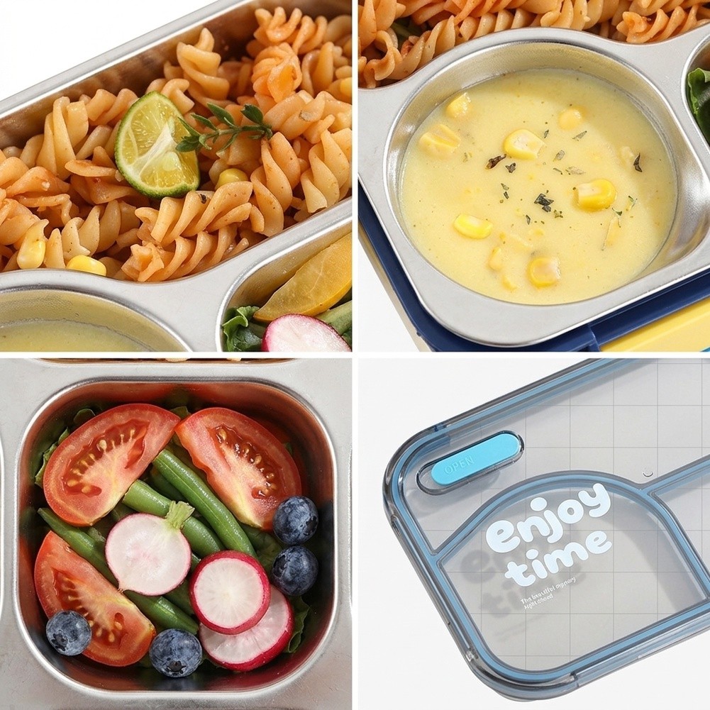 Meal Prep Yellow - 650ml 3 Bölmeli Sızdırmaz Paslanmaz Çelik