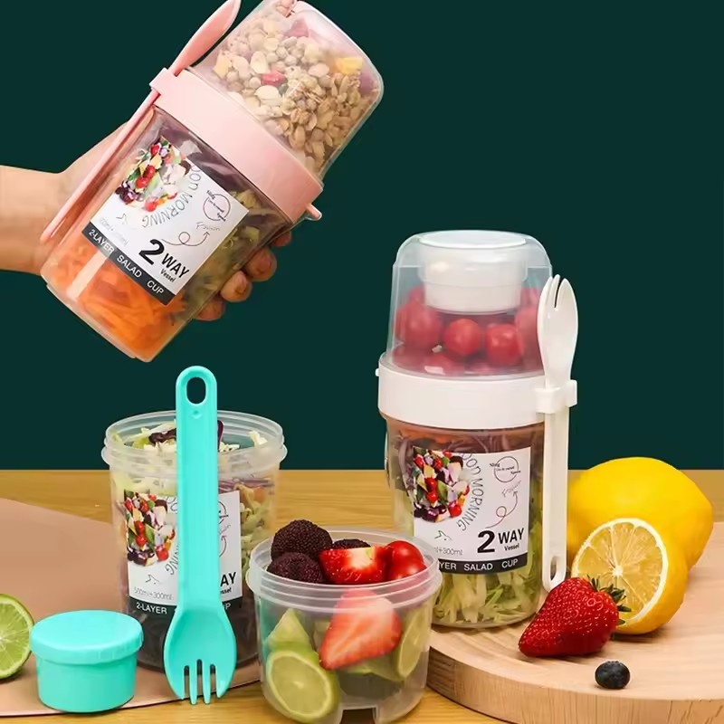 Meal Prep Oatmeal - Salata Yulaf Ezmesi Kabı 500ml+300ml Sızdırmaz