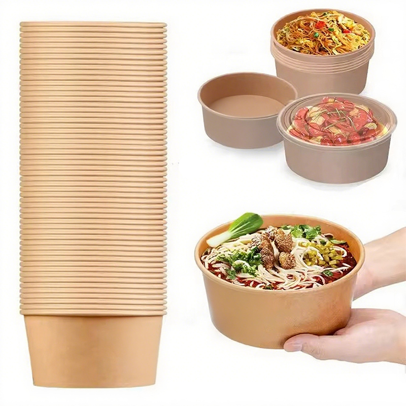 Meal Prep Plan - Kraft Kağıt Yuvarlak Kaseler Tek Kullanımlık