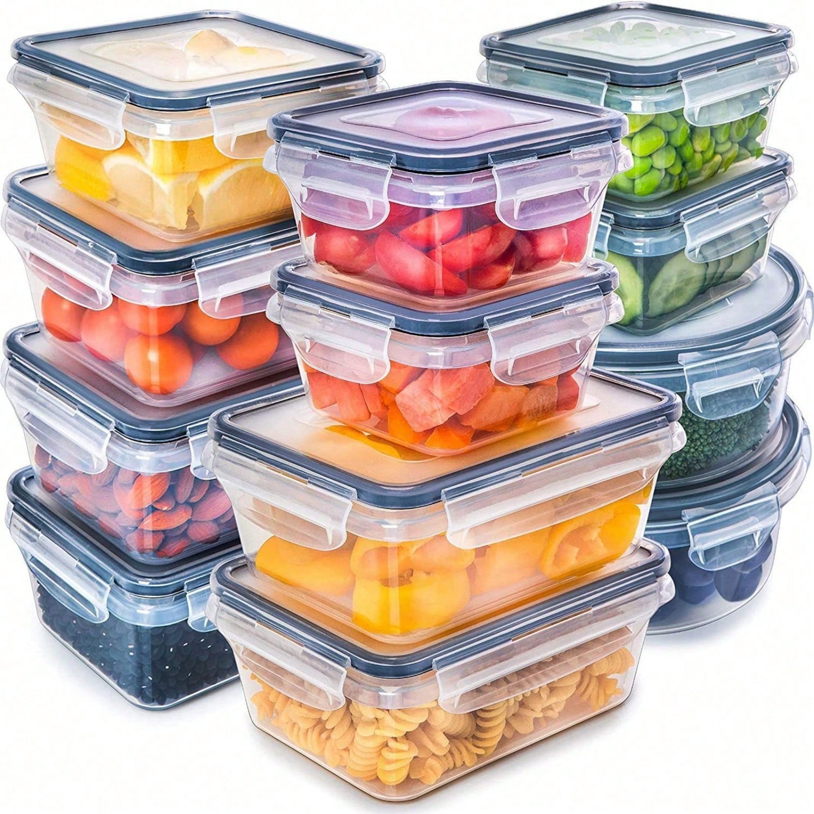 Meal Prep Glass - 12 Plastik Mühürlü Gıda Saklama Kutusu,