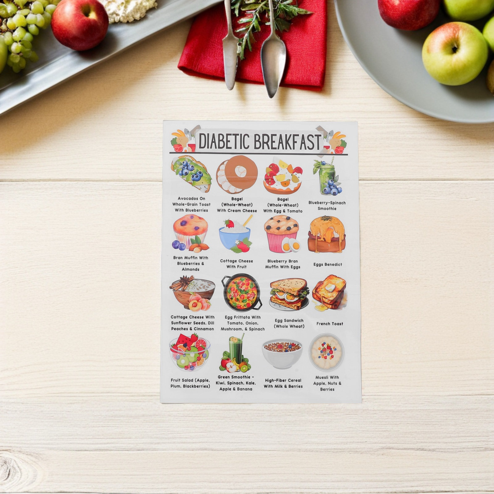 Meal Prep Plan - 3 Parçalı Diyabetçi Market Listesi Baskı