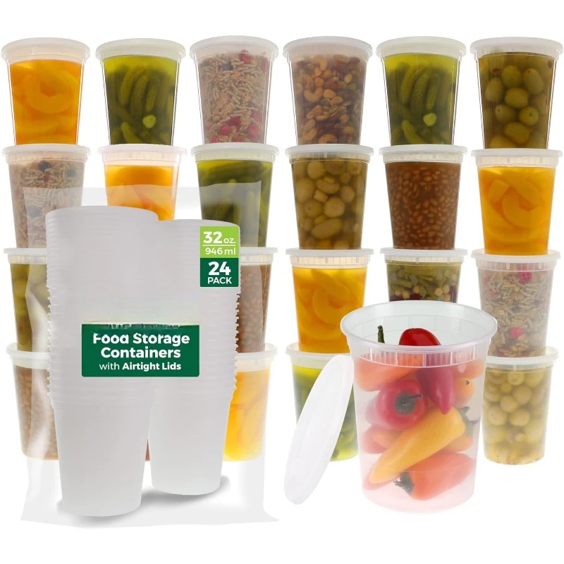 Meal Prep Freezer - [24 Set] 8oz-32 Oz plastik Deli