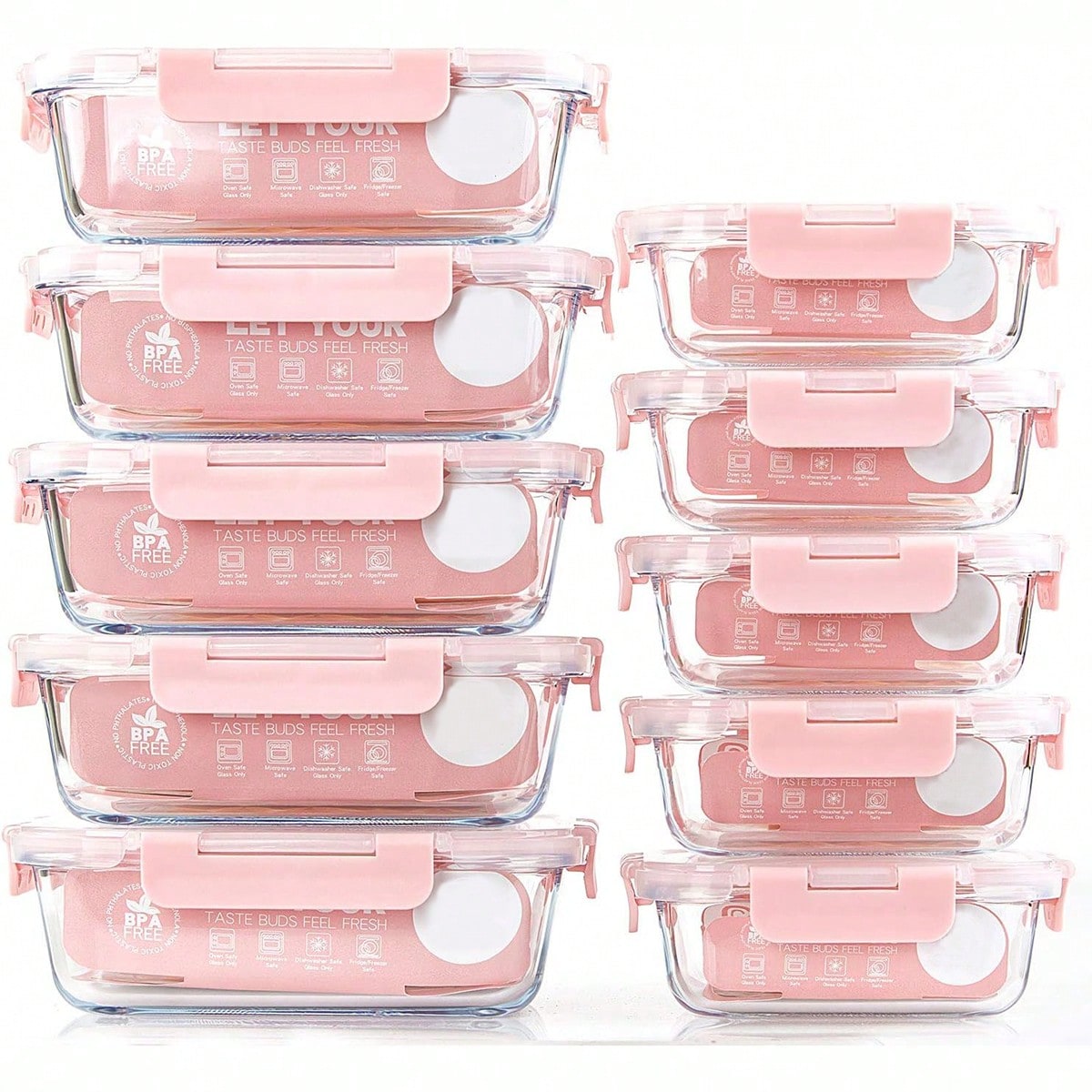 Meal Prep Glass - 10'lu Paket Cam Yemek Hazırlık Kapları,