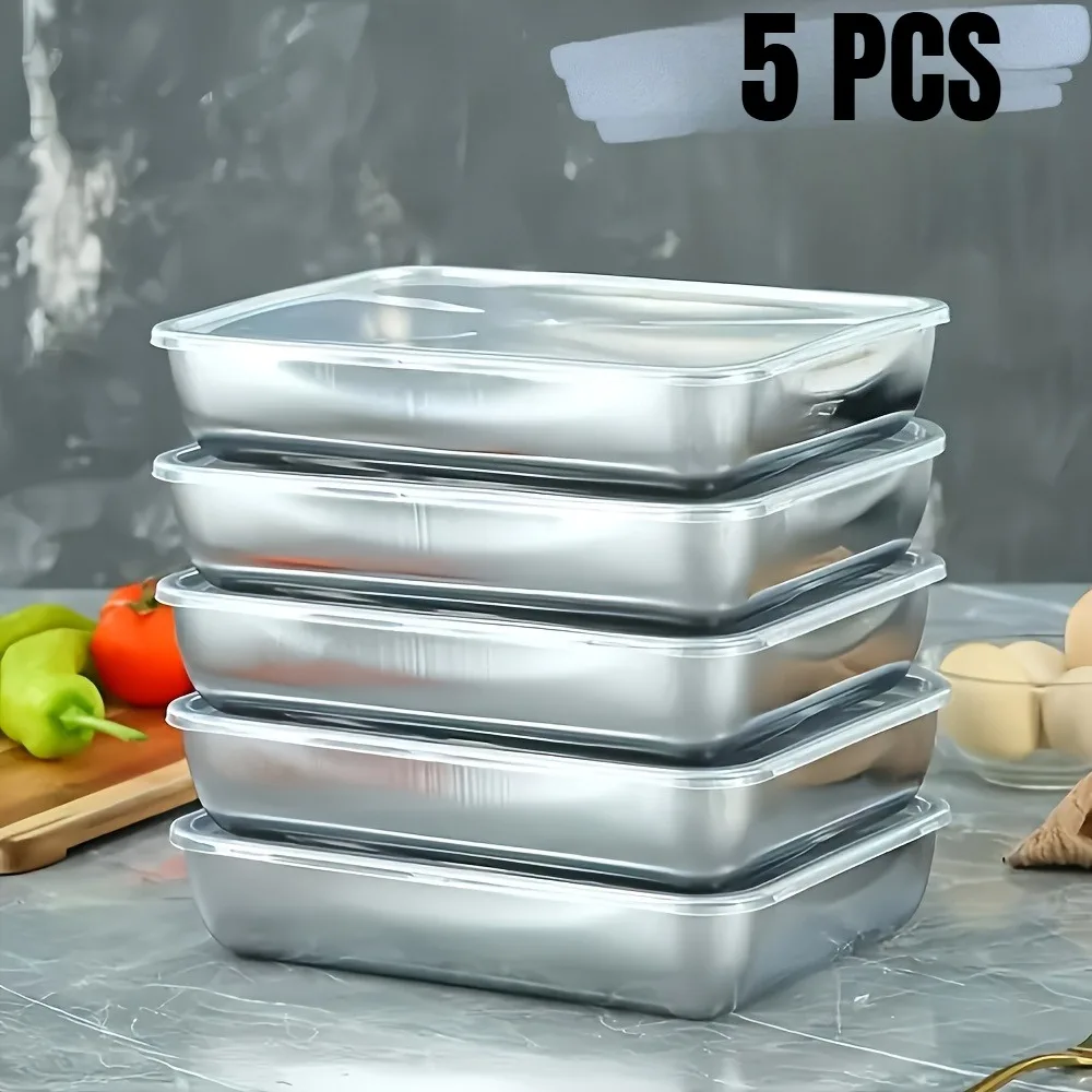 Meal Prep Glass - 5 Parçalı Paslanmaz Çelik Gıda Saklama