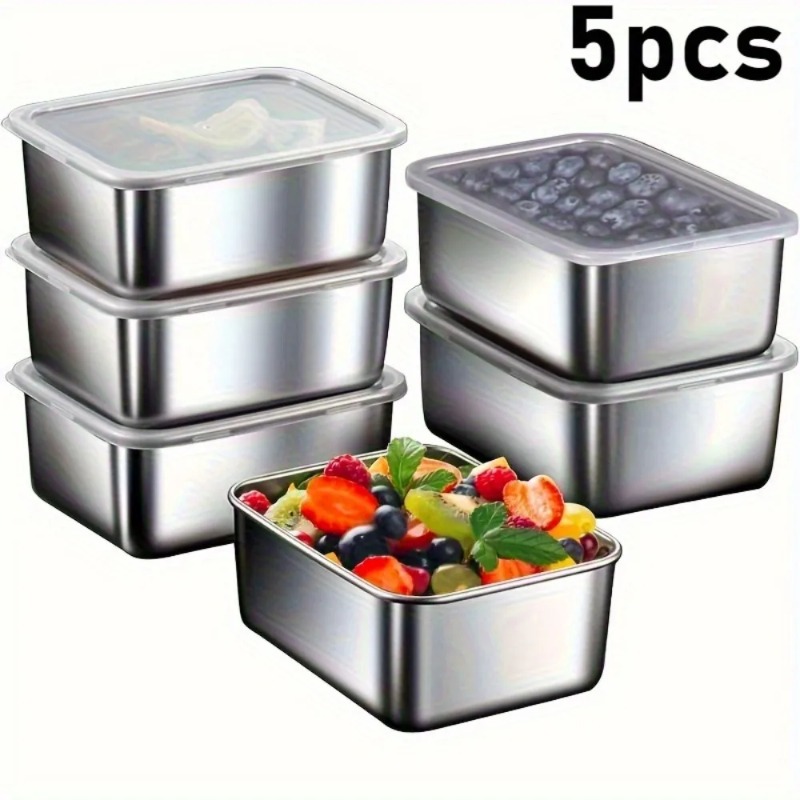 Meal Prep For Office - 5 Parça Paslanmaz Çelik Gıda Saklama