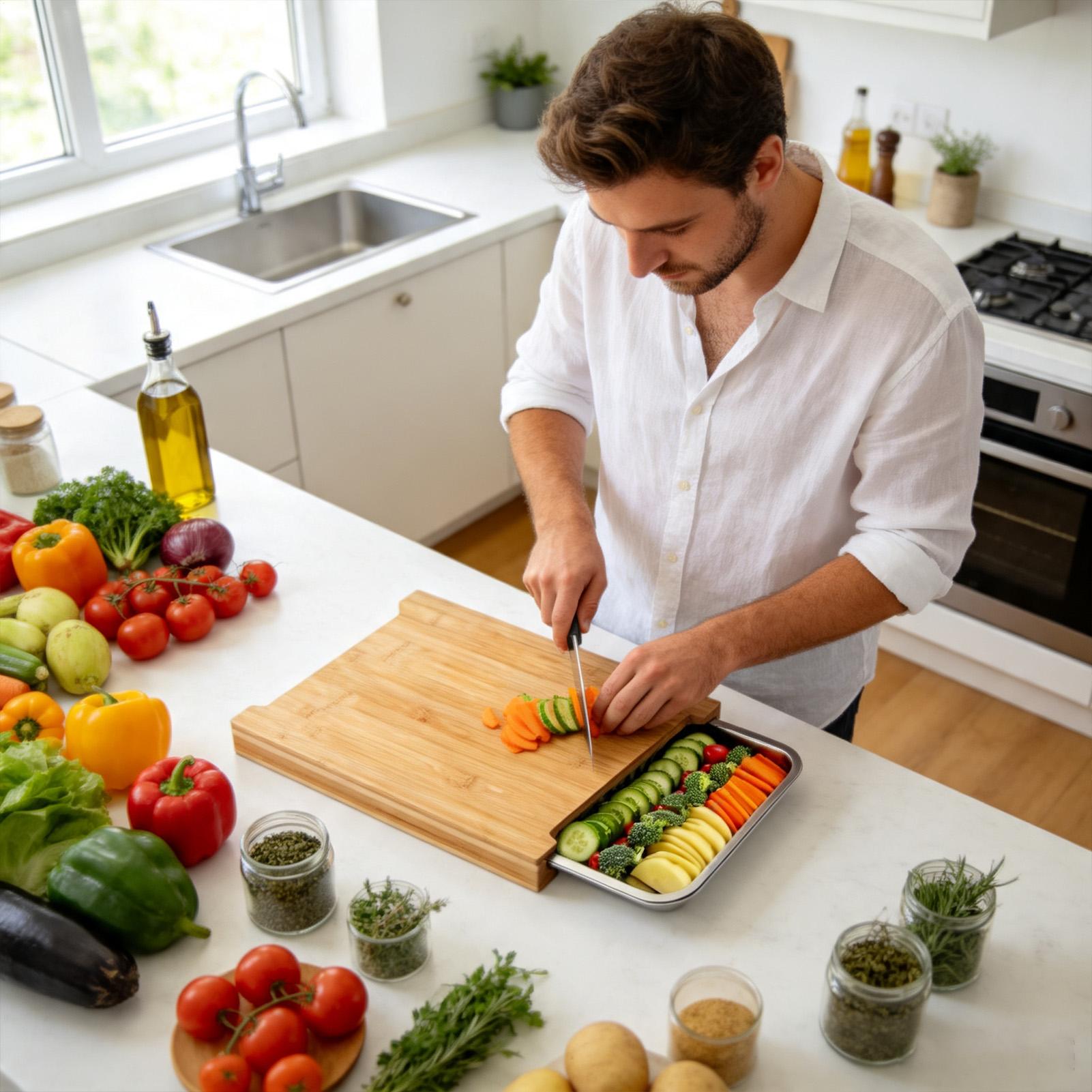Mutfak İçin Kaymaz Ahşap Kesme - Meal Prep Veggie incelemesi ve fiyatı