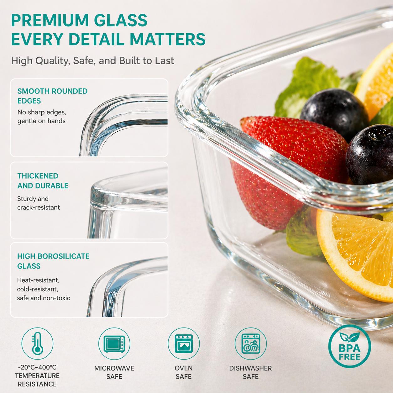 16 adet Mühürlü Cam Gıda Sakla - Meal Prep Glass incelemesi ve fiyatı